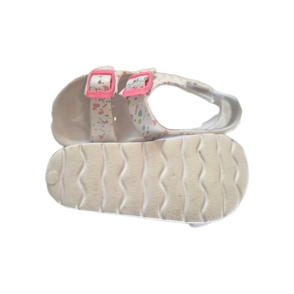 The Children's Place Paint Splatter Slides Girls Sandals Colorful Casual Size 8